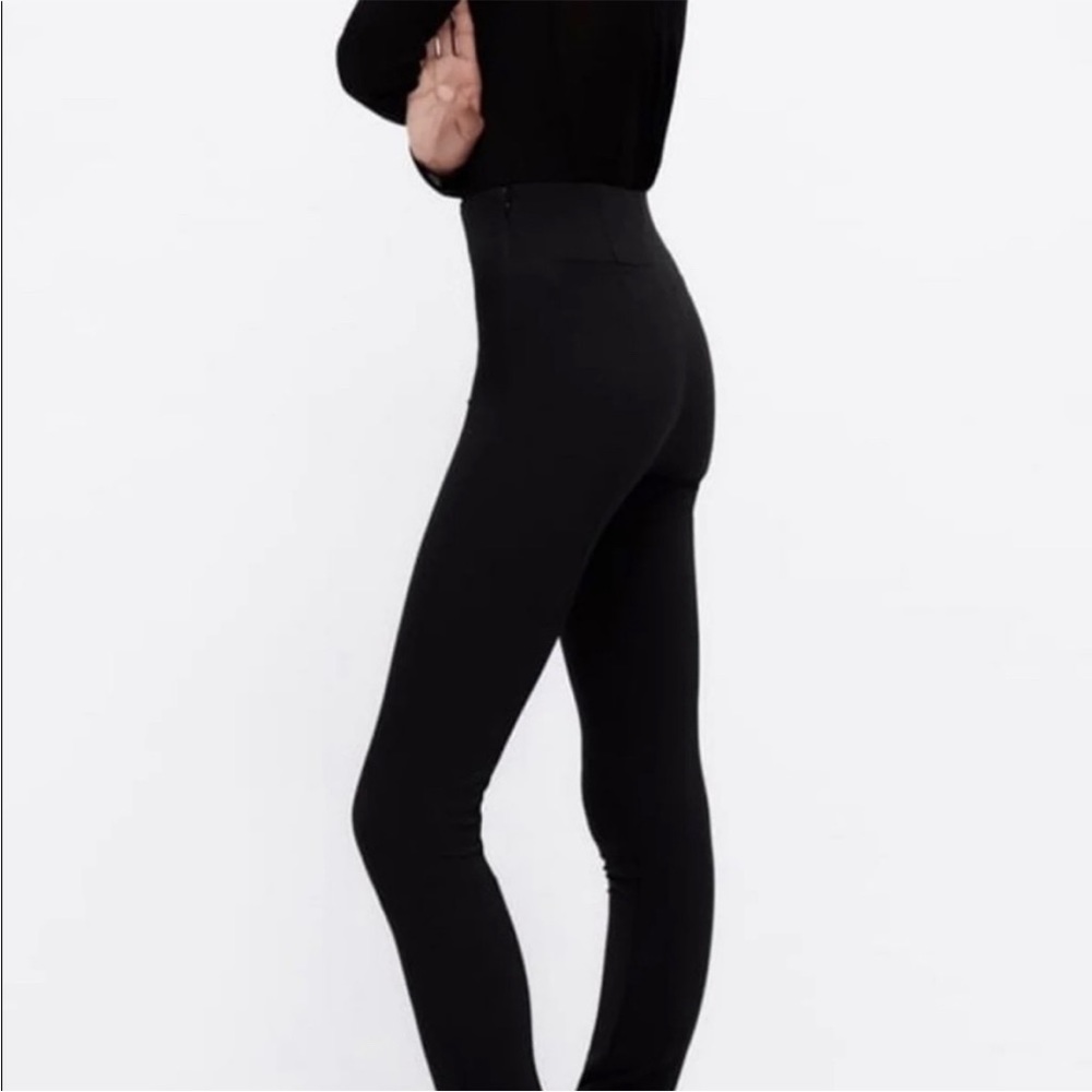 NWT ZARA BLACK LEGGINGS WITH SIDE ZIPPER MEDIUM BLACK